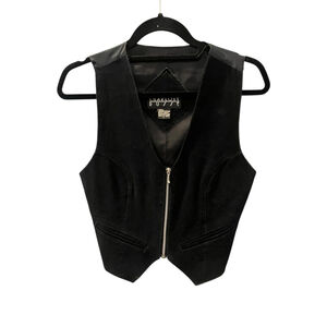 Vintage 90's Charlotte Russe Genuine Leather Black Vest Women's Size Large